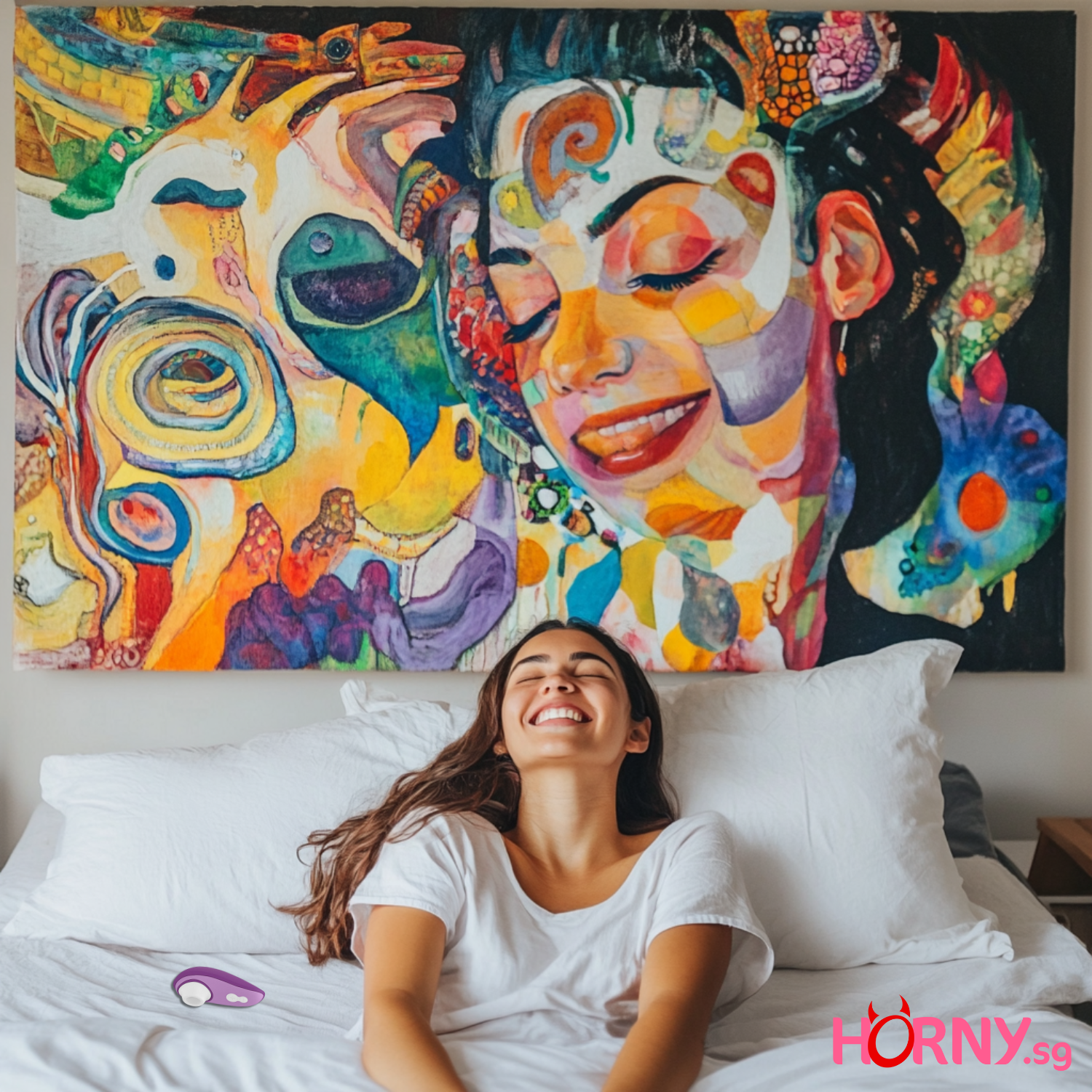 Women screaming on the bed